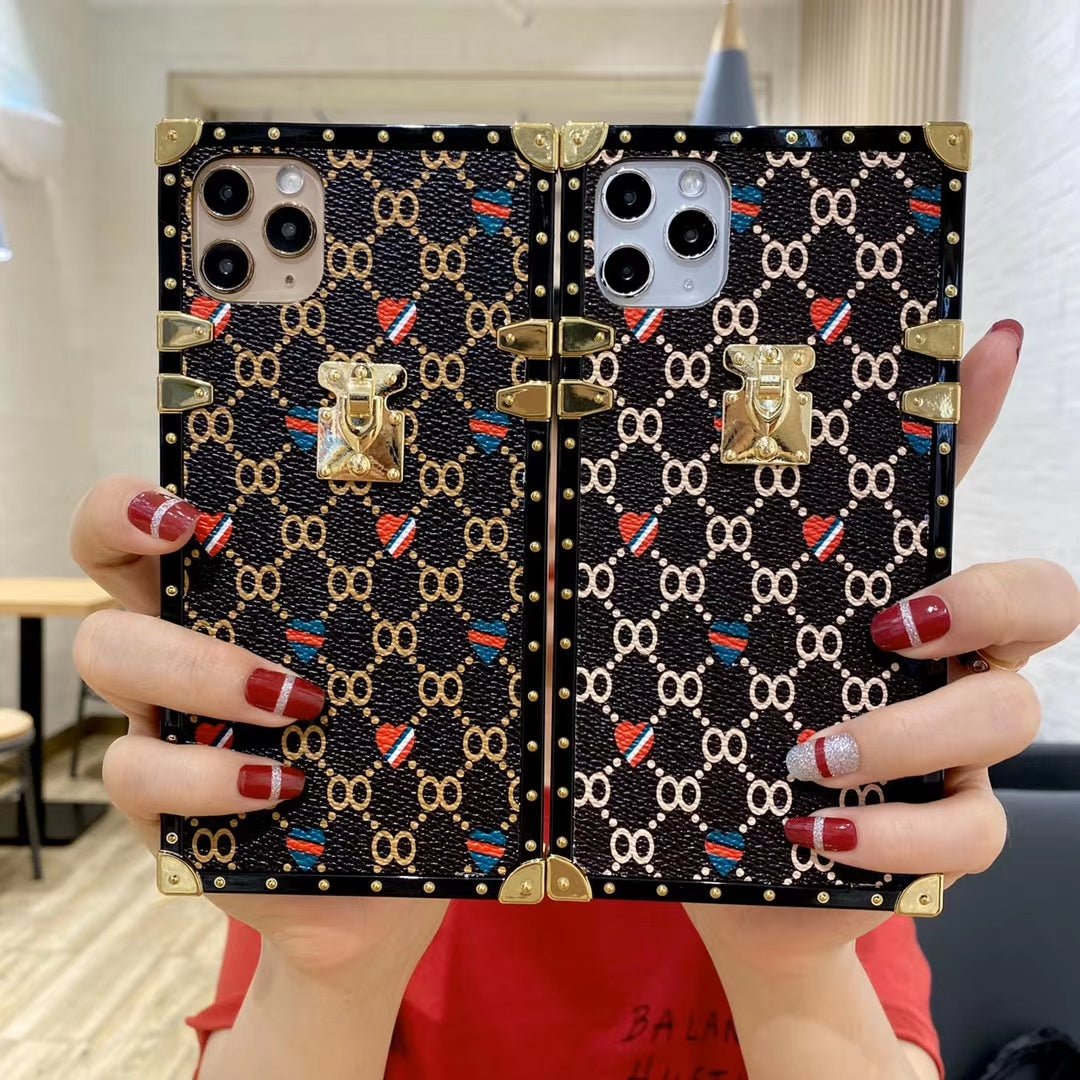 Luxurious leather square phone case for samsung