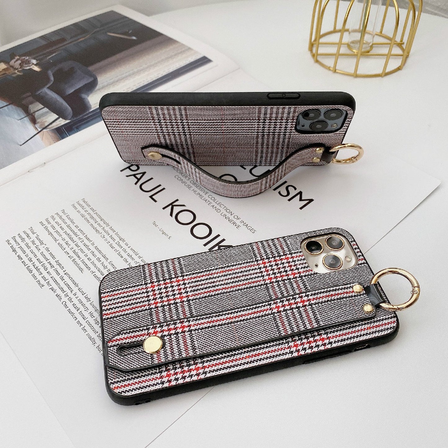 Retro Check Wristband Phone Case for Samsung