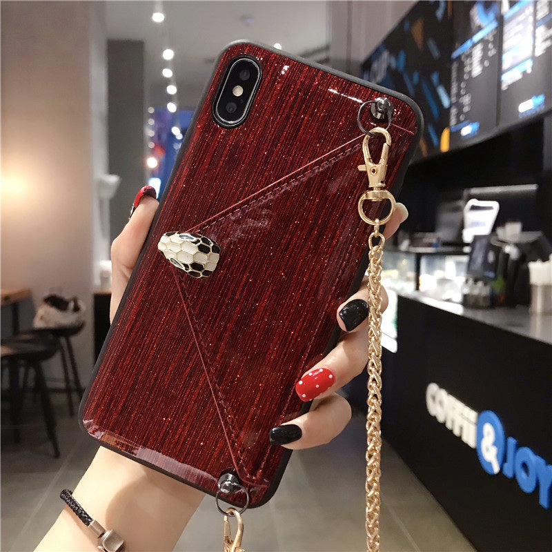 Snake head chain card phone case