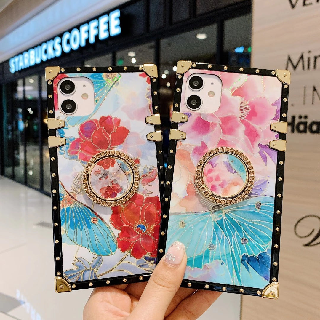 Fashion flowers square phone case for iphone