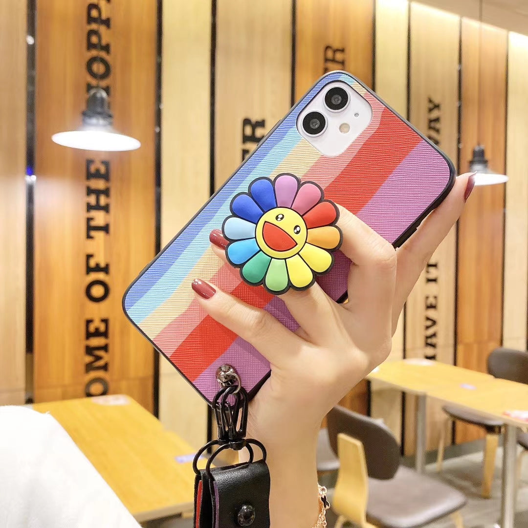 Rainbow the same bracket lanyard phone case for iphone