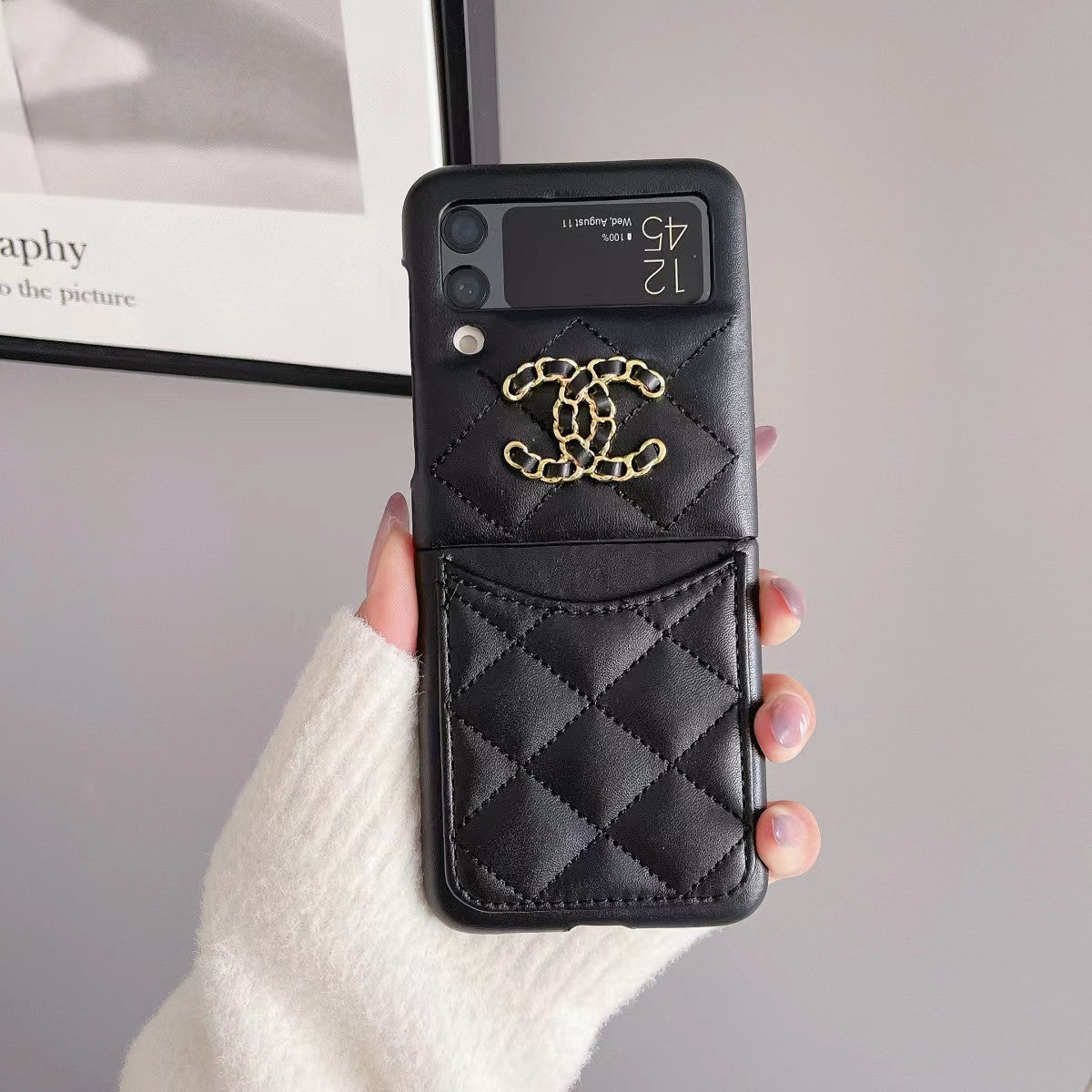 Luxury CC Diamond leather phone case For Samsung Z flip