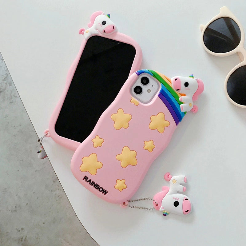 Cartoon prone pony silicone phone case