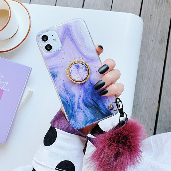 Gold foil Epoxy stand hairball phone case