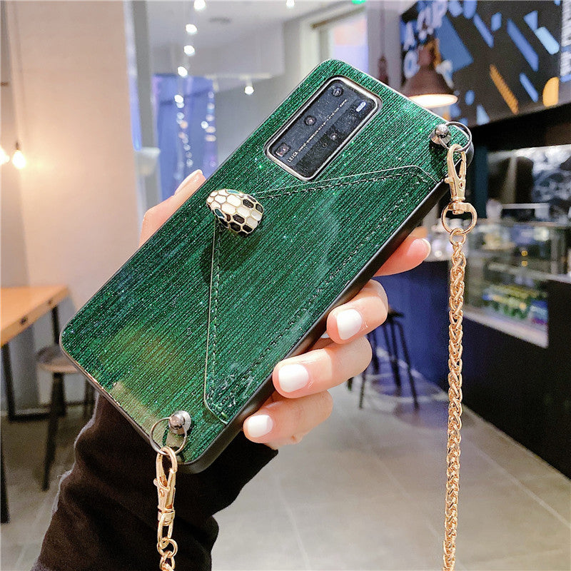 Snake head chain card phone case