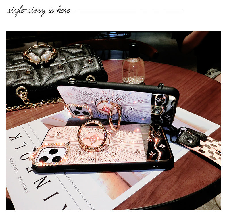 Diamond makeup mirror phone case for iphone