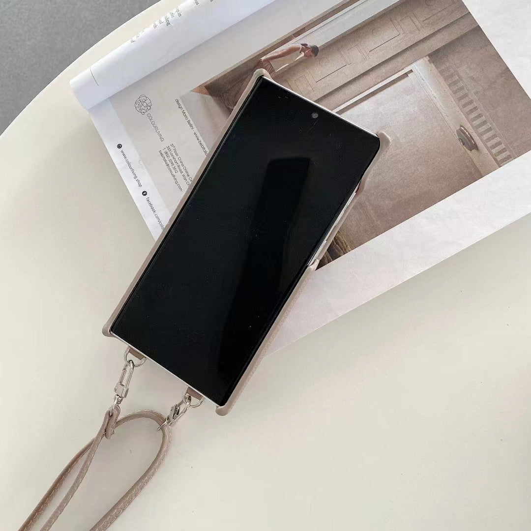 Leather Card Holder Makeup mirror phone case For samsung S24