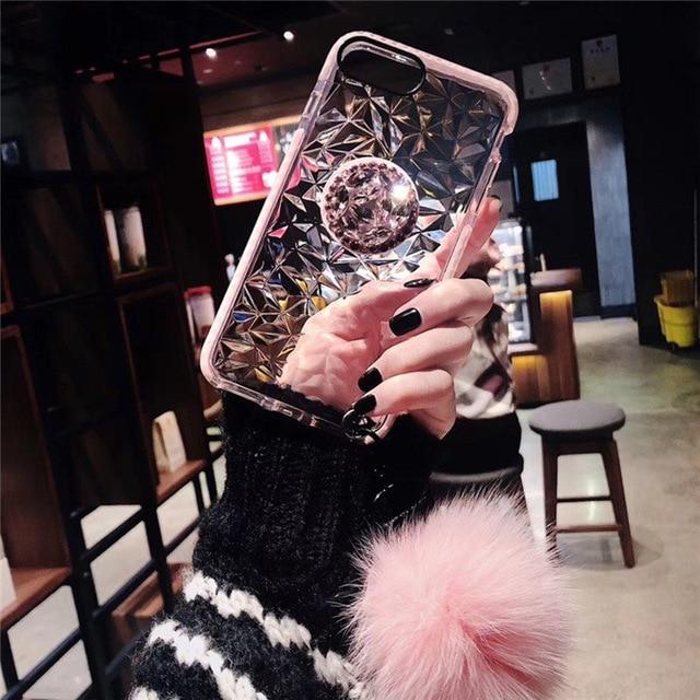 diamond hair ball bracket phone case