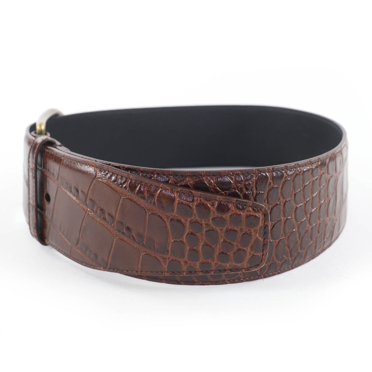 Saint Laurent Croco Embossed Leather Belt