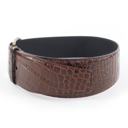 Saint Laurent Croco Embossed Leather Belt