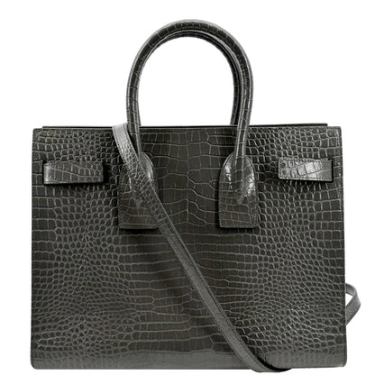 Saint Laurent Sac De Jour Crocodile Red Handbag Crocodile