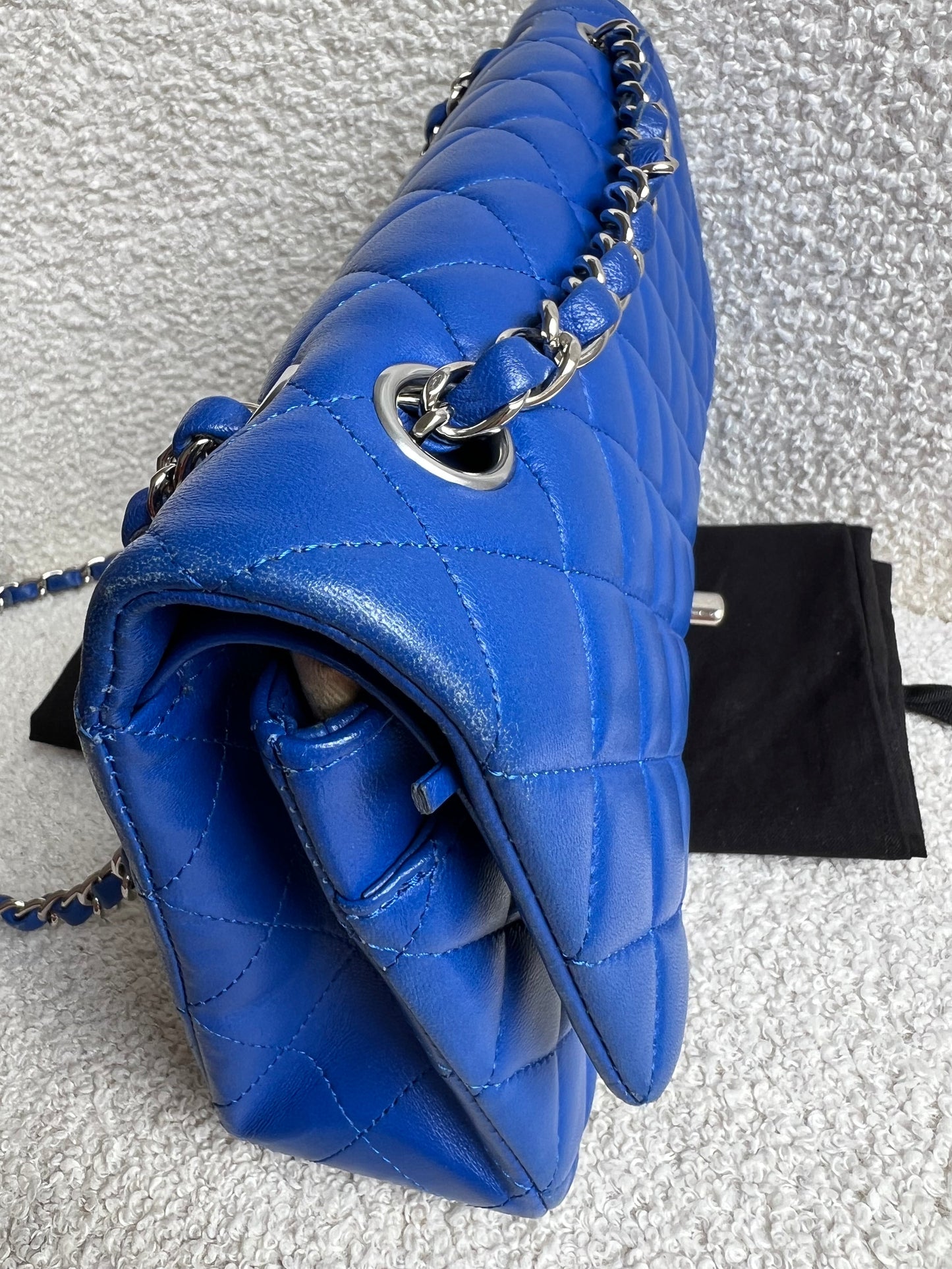 Chanel Medium Classic Flap in Cobalt Blue Lambskin with silver hardware (RRP £9090)
