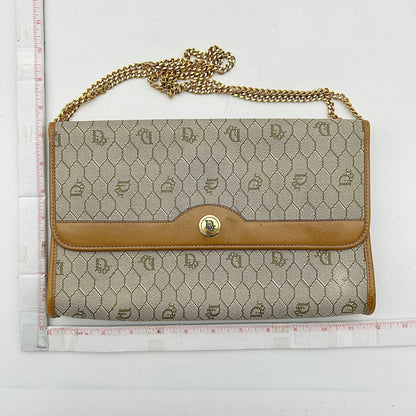 Christian Dior Bag Honeycomb Pattern Chain Shoulder Brown Beige Di3319Cc