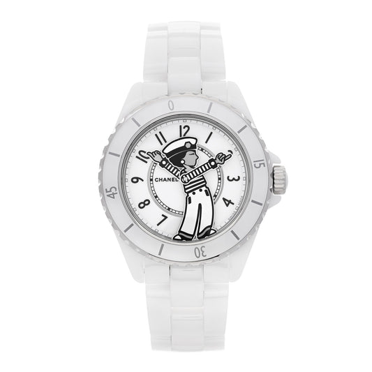 Stainless Steel Ceramic 38mm J12 Limited Edition Mademoiselle La Pausa Automatic Watch White