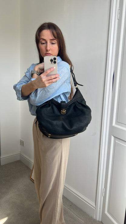 Louis Vuitton Black Monogram Mahina Leather Shoulder Bag