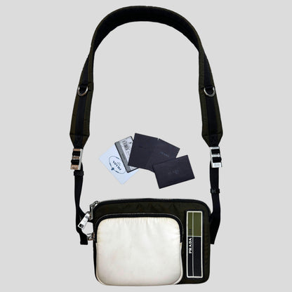 Prada 2018 Rubber Race Logo Bandoliera Crossbody Pocket Bag + Cards