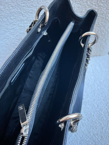 Chanel Black Caviar Grand Shopper Tote (GST) Silver Hardware