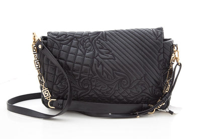 Versace Black Quilted Paisley Crossbody Handbag