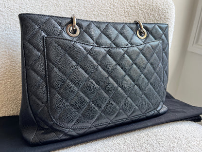 Chanel Black Caviar Grand Shopper Tote (GST) Silver Hardware