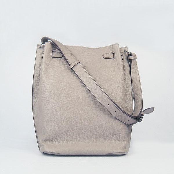Luxury Hermes Nappa Leather Shoulder Bag Grey Silver