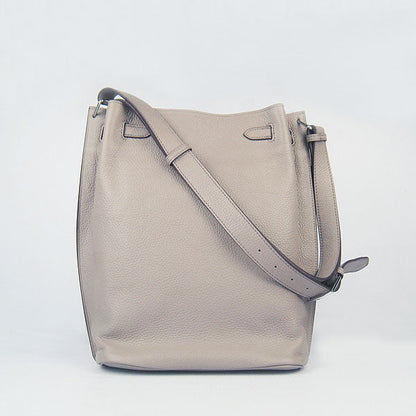Luxury Hermes Nappa Leather Shoulder Bag Grey Silver