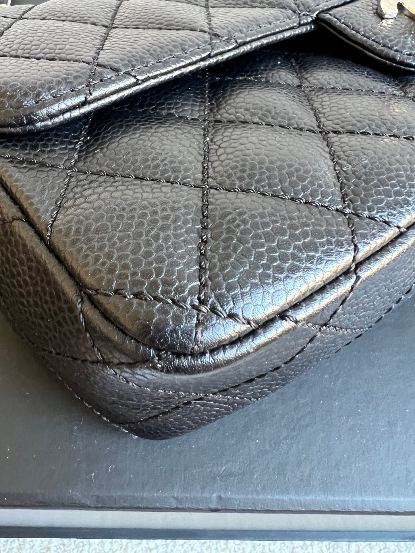 Chanel East West Flap in Black Caviar Silver Hardware