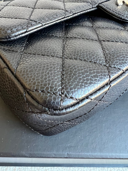 Chanel East West Flap in Black Caviar Silver Hardware