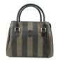 FENDI Pequin PVC Leather 2Way Bag Hand Bag Brown Black