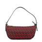FENDI Zucchino Canvas Leather Accessory Pouch Hand Bag Black Red