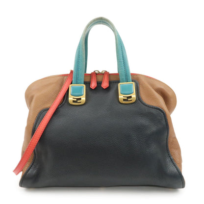 FENDI Cameleon Leather 2WAY Bag Black Brown Blue Red 8BL110