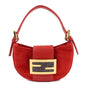 FENDI Suede Leather Mini Croissant Hand Bag Red 26673