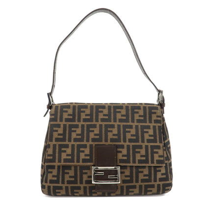 FENDI Mamma Baguette Zucca Canvas Leather Shoulder Bag 26325