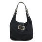 FENDI Cotton Leather Shoulder Bag Black 26686