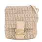 FENDI Zucchino Canvas Leather Shoulder Bag Pink Beige 8BT075
