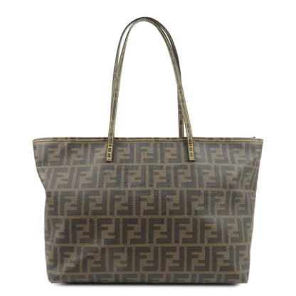 FENDI Zucca Logo Print PVC Tote Bag Brown Black 8BH198