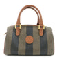 FENDI Pequin PVC Leather Hand Bag Brown Black 259021