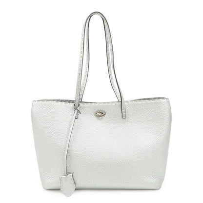 FENDI Selleria Leather Small Carla Tote Bag Silver 8BH257