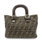 FENDI Zucca Canvas Leather Tote Bag Brown Black 26329