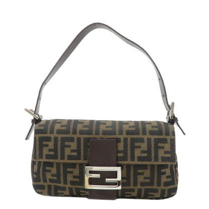 FENDI Mamma Baguette Zucca Canvas Leather Shoulder Bag 26424