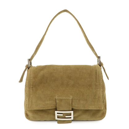 FENDI Mamma Baguette Corduroy Shoulder Bag Khaki 26325