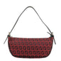 FENDI Zucchino Canvas Leather Accessory Pouch Hand Bag Black Red
