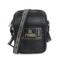 FENDI Pequin Nylon Leather Shoulder Bag Black 7VA456