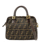 FENDI Zucca Canvas Leather 2Way Shoulder Hand Bag Brown Black