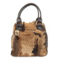 FENDI Unborn Calf Leather Hand Bag Shoulder Bag Brown 8BR286