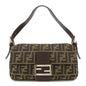 FENDI Zucca Mamma Buguette Canvas Shoulder Bag Brown Black 26424