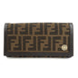FENDI Zucca Canvas Leather Long Wallet Brown 8M0000