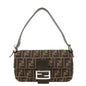 FENDI Mamma Baguette Zucca Canvas Shoulder Bag Brown Black 26424
