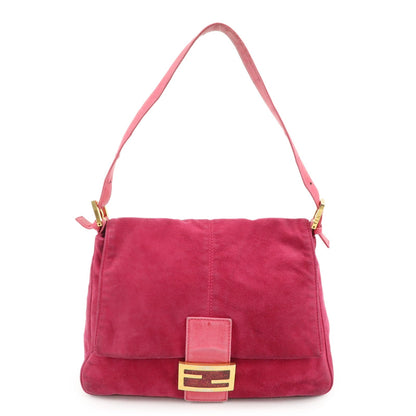 FENDI Mamma Baguette Suede Leather Shoulder Bag 26325