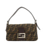 FENDI Mamma Baguette Zucca Canvas Leathr Shoulder Bag 214526424099