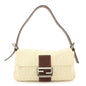 FENDI Zucca Mamma Baguette Canvas Shoulder Bag Beige White 26424